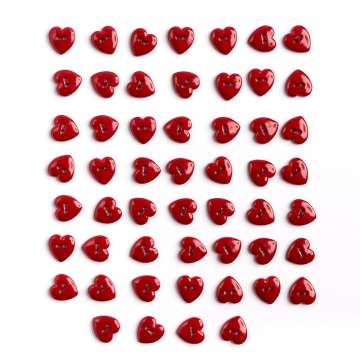 Bouton décor coeur rouge