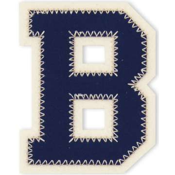 Motif brodérie, lettre B, bleu & écru