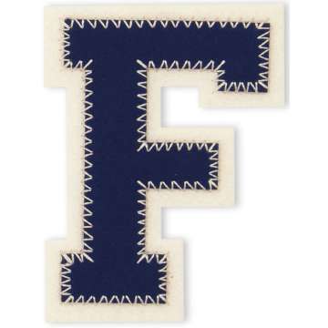 Motif brodérie, lettre F, bleu & écru