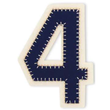 Motif brodérie, chiffre 4, bleu & écru